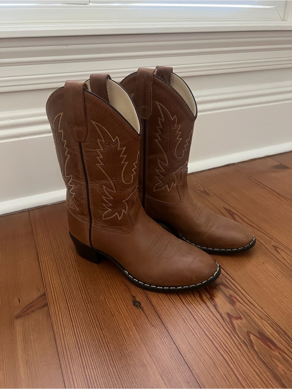 Old West Brown Kids Unisex Cowboy Boots